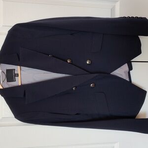 Navy blue fitted blazer with silver buttons US 6